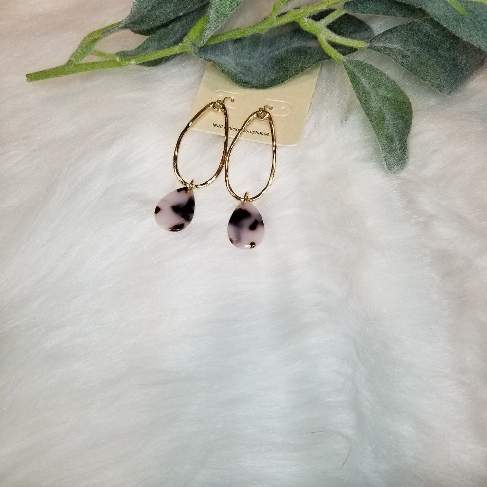 Leopard Spot Earrings Acrylic Drop/Gold Hoop